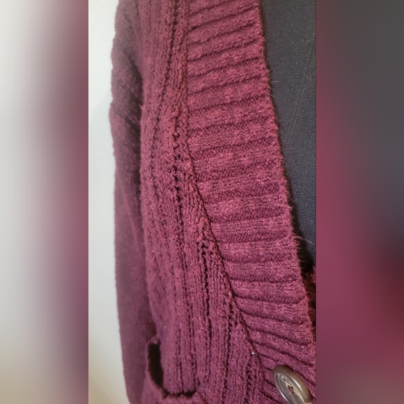 SO Women's Rich Burgundy Cardigan Sweater - Picture 3 of 4